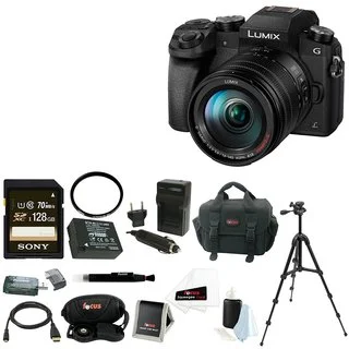 Panasonic LUMIX G7 Camera with 14-140mm Lens (Black) + 128GB SDXC Accessory Bundle