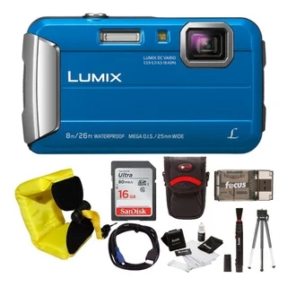 Panasonic Lumix DMC-TS30 Digital Camera (Blue) with 16GB Accessory Bundle