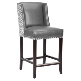 Marlin Grey Leather Wing Back Counter Stool