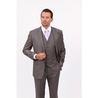 Demantie Men's Grey Classic Fit 3-Piece Suit
