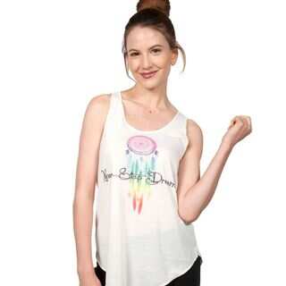 Women's Cotton Blend Off-white Never Stop Dreaming Tank (Thailand)