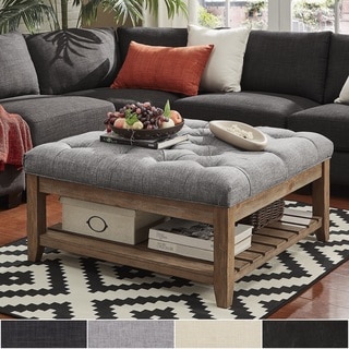 Lennon Pine Planked Storage Ottoman Coffee Table by iNSPIRE Q Artisan