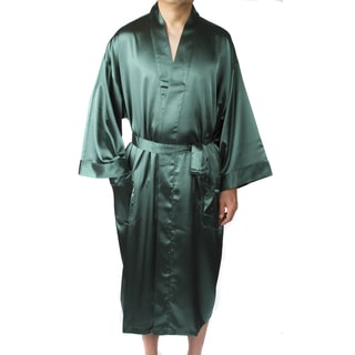 Leisureland Men's Elastic Satin Charmeuse Long 48" Kimono Robe (Option: Hunter Green)