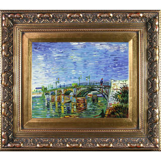 Vincent Van Gogh 'The Seine Bridge at Asnieres' Hand Painted Framed Oil Reproduction on Canvas