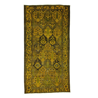 Hand-Knotted Persian Bakhtiari Overdyed Wide Runner Rug (5'2"x10')