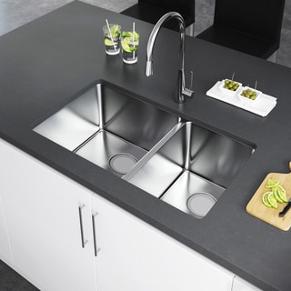 Exclusive Heritage 32 x 19 Double Bowl 70/30 Undermount Stainless Steel Kitchen Sink