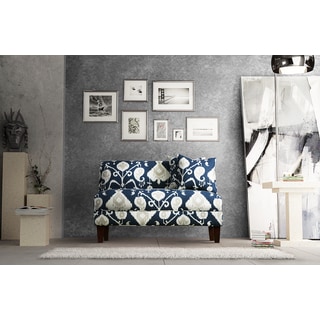 Briley Pewter Navy Ikat Cotton Armless Loveseat