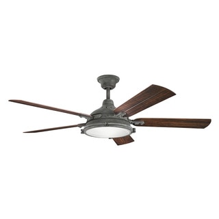 Kichler Lighting Hatteras Bay Patio Collection 60-inch Weathered Zinc Ceiling Fan w/Light