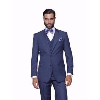 Statement Men's Blue Wool 3-piece Suit