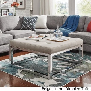 Solene Square Base Ottoman Coffee Table - Chrome by INSPIRE Q