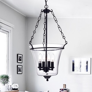 Reagan Antique Black Metal and Glass Jar-Shaped Pendant Light Fixture (15 in.)
