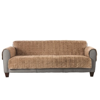 Sure Fit Faux Fur Throw Quilted Loveseat Slipcover With Arms