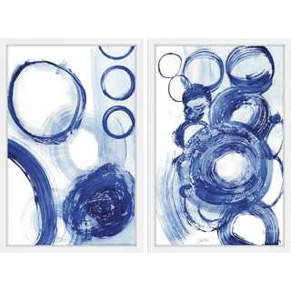 Painted Blue Cirlces Diptych