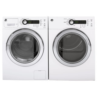 GE Front-Loading Washer and Electric Dryer Set in White