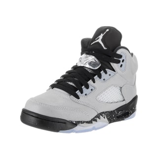 Nike Kid's Air Jordan 5 Retro GG Grey/White Synthetic Leather Basketball Shoes