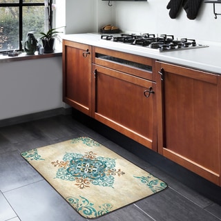 Home Dynamix Designer Chef Collection Anti-Fatigue Blue/Multicolor Kitchen Mat ( 24" x 36")