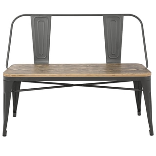 LumiSource Oregon Industrial Grey Metal and Wood Dining/ Entryway Bench