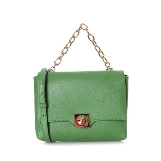 Versace Collection Green Leather Shoulder Handbag