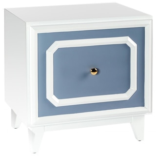 'Pattison' White and Grey/Blue Nightstand