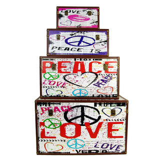 FireFly Peace Love Wooden Boxes Pack of 4 ,9/10/13/17