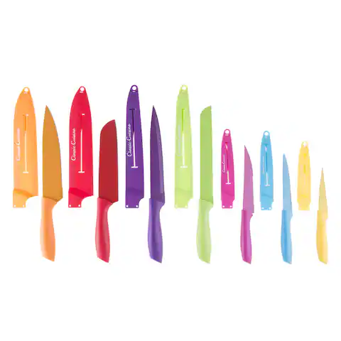 Classic Cuisine 14 Piece Colored Knife Set with Sheaths - Pro Grade