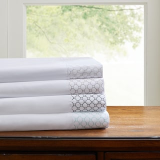 Madison Park Essentials Geometric Microcell Embroidered Sheet Set