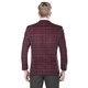Verno Men's Red/Blue Wool/Rayon/Nylon Plaid Double-breasted Peak Lapel Slim-fit Blazer - Thumbnail 2