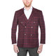 Verno Men's Red/Blue Wool/Rayon/Nylon Plaid Double-breasted Peak Lapel Slim-fit Blazer - Thumbnail 1