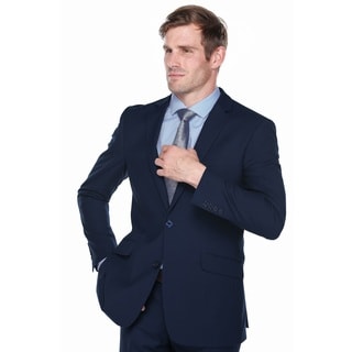 Verno Campana Men's Navy Blue Polyester/Viscose Italian Style Slim-fit 2-piece Suit