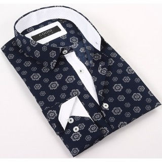 Coogi Luxe 100% Cotton Men's Oxford Blue/White Patterned Dress Shirt