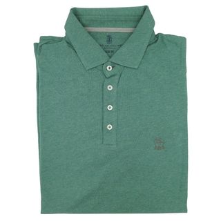 Brunello Cucinelli Green Cotton Short Sleeve Polo M