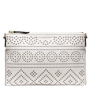 Burberry Peyton White Leather Perforated Leather Crossbody Bag