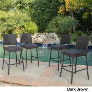 Neal Outdoor Wicker Barstools by Christopher Knight Home