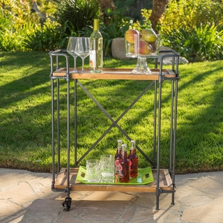 Eden Outdoor Antique Firwood and Iron Bar Cart by Christopher Knight Home