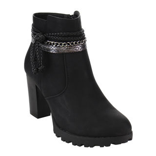 Via Pinky EF19 Women's Chain Braided Strap High Stacked Ankle Bootie