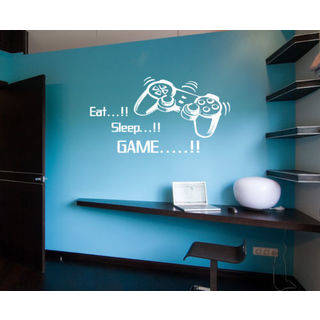 Eat Sleep Game Kids Room Children Stylish Wall Art Sticker Decal Size 22x30 Color White