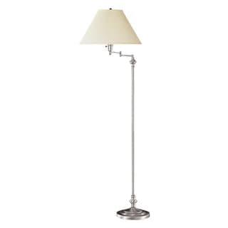 Off-white/Silver Metal Three-way Swing Arm Floor Lamp