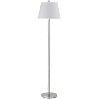 Andros Silvertone Brushed Steel Finish Metal Floor Lamp With White Shade