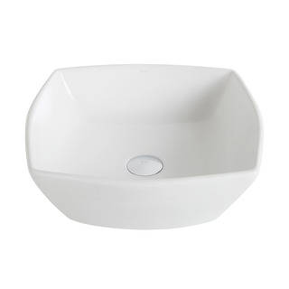 KRAUS Elavo Flared Square Ceramic Vessel Bathroom Sink in White (As Is Item)