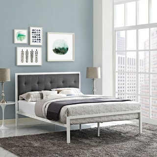 Lottie Fabric Bed in White Grey