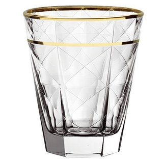 Majestic Gifts Quality Clear Glass 11.5-ounce Double Old-fashioned Tumblers With Gold Rims 6-piece Set