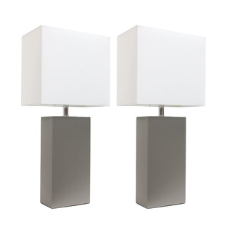Elegant Designs Grey/White Leather Modern Table Lamps (Set of 2)