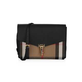 Burberry Small Black Leather and House Check Crossbody Handbag