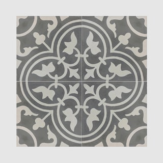 Casa Grey and White handmade cement Moroccan tile, 8 Inch X 8 inch floor and wall tile (pack of 12)