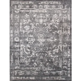 Pasargad's Transitional Hand-Knotted Grey Viscose from Bamboo Silk Area Rug (12' x 15')