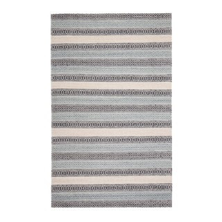 Jani Tribe Blue and Peach Natural Fibers Handwoven Rug (8' x 10')