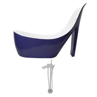 ANZZI Gala 6.7 ft. Acrylic Slipper Freestanding Flatbottom Non-Whirlpool Bathtub in Violet and Kase Faucet in Chrome