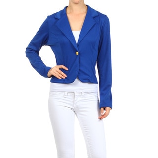 Women's Royal Blue Rayon and Spandex Blazer Jacket
