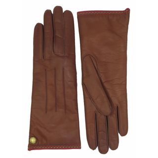 Coach Brown Leather Cashmere-lined Gloves