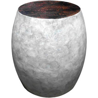 Handmade Silver Sea Crest Shell Coconut Accent Stool (Indonesia)